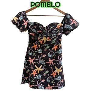 Pomelo - Black Starfish Off-Shoulder Mini Dress